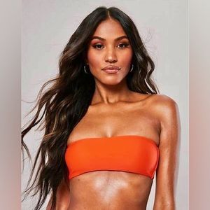 NWT S KYA tangerine orange bandeau swim top reversible sale closeout final price